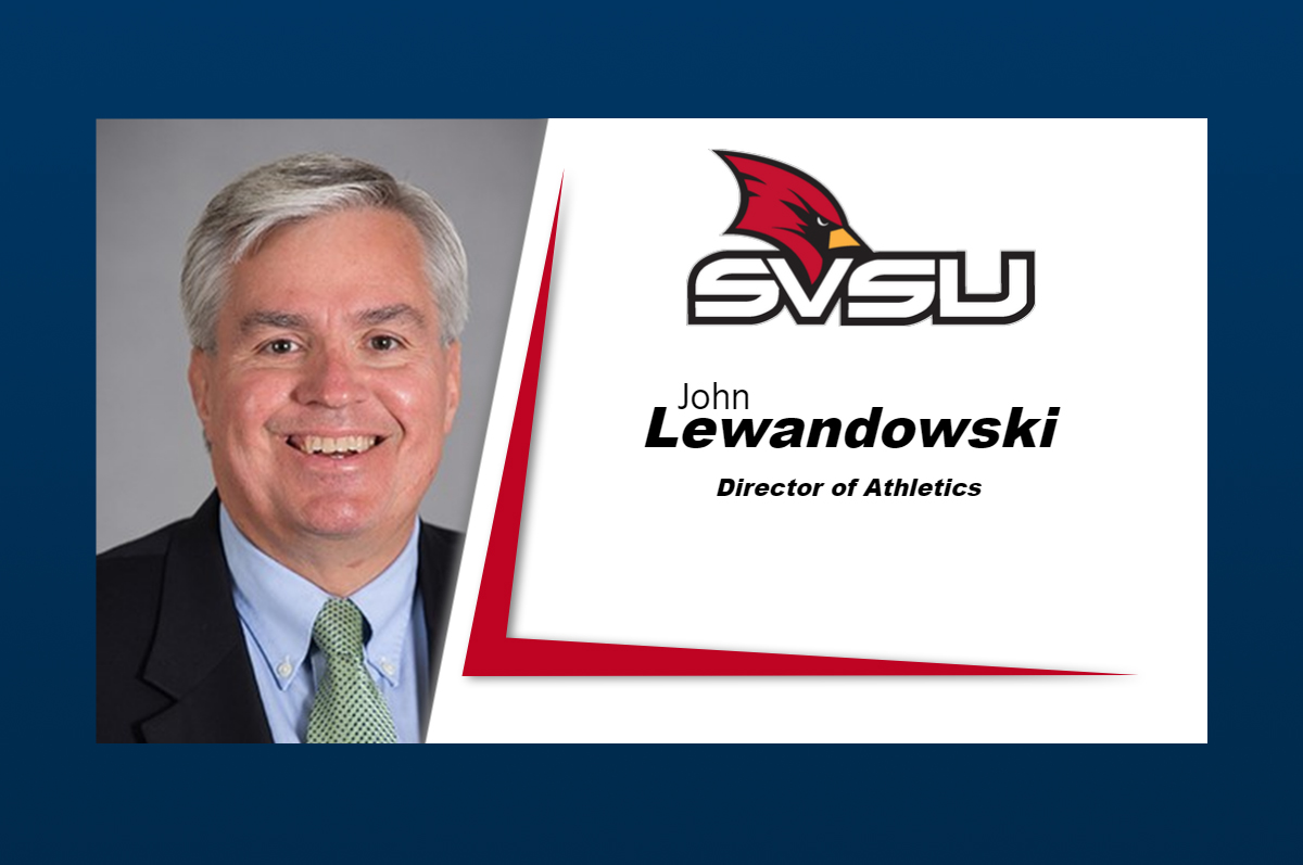portrait of man next to SVSU Athletics log